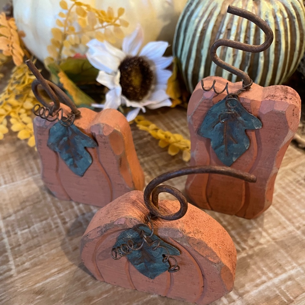 Rustic Wooden Pumpkin Decor, Set of 3 - Picture 6 of 6